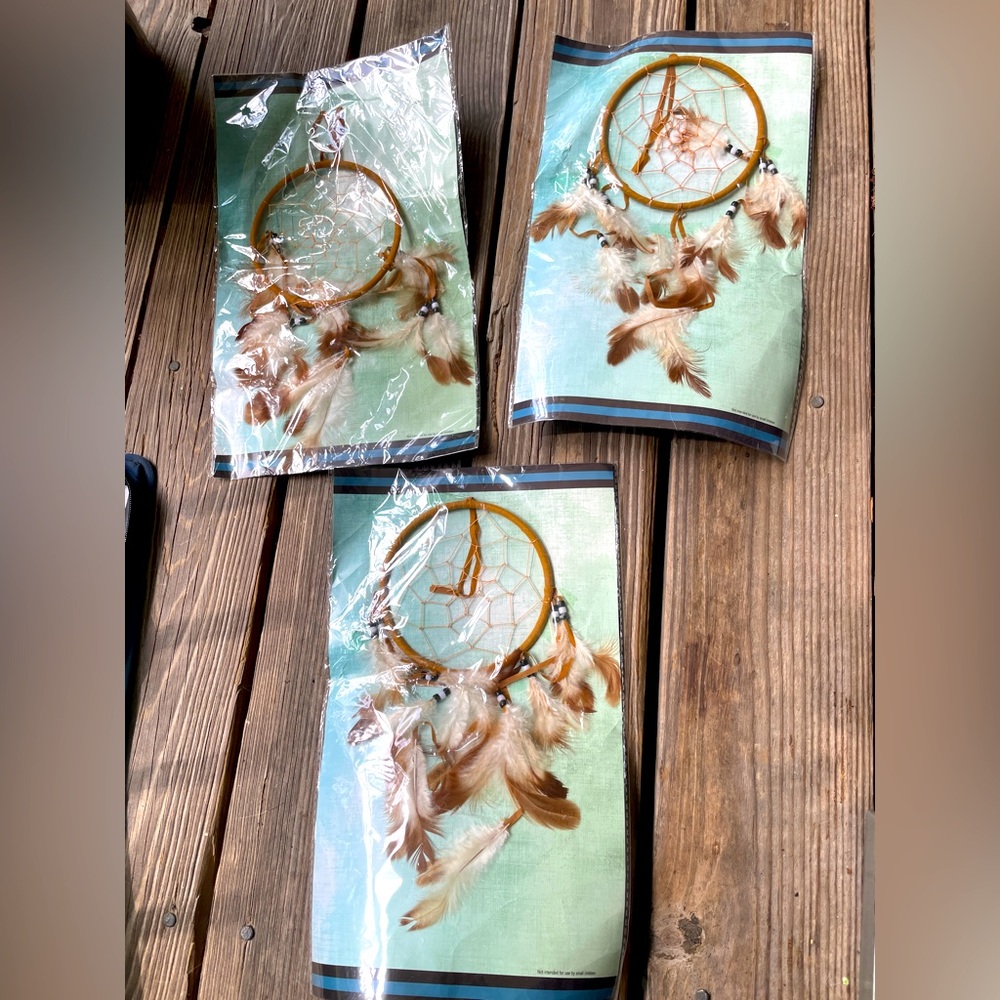 Three Dream Catcher, Brown & Copper color feathers